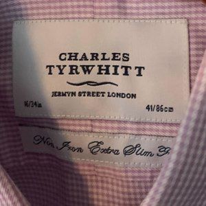 Charles Tyrwhitt Dress Shirt, 16/34, Light Purple Gingham